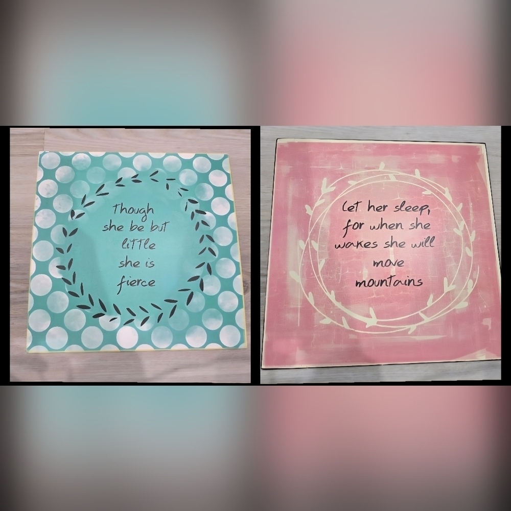 Wall Decor Girls 2 Pieces Darling metal with inspirational Quotes 10x10